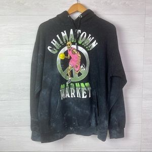 Men's Chinatown Market CTM Peace Basketball Tie Dye Black Hoodie Sweater Medium